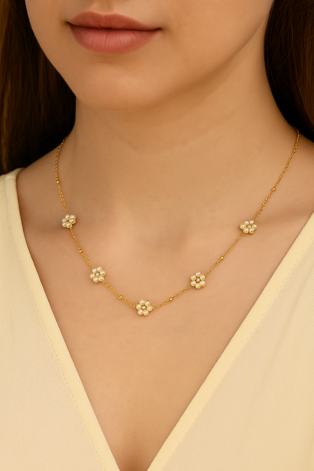 Pearl Blossom Chain Necklace