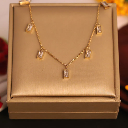 White Zircon Charm Necklace