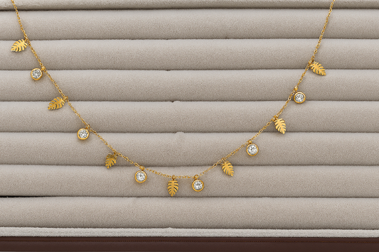 Tropical Gleam Leaf Charm Necklace