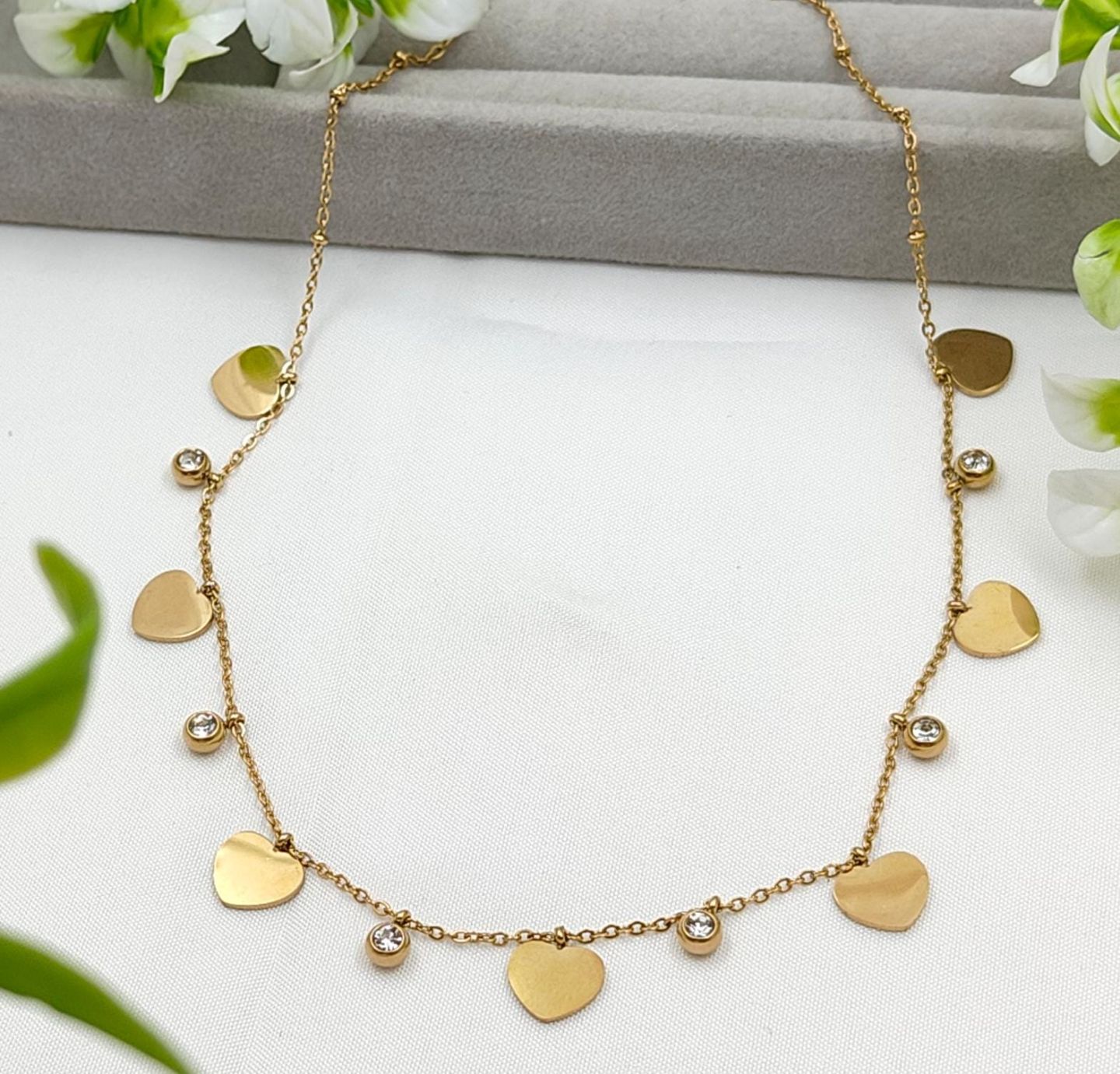 Charm Necklace - Heart and Diamond