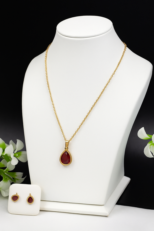 Crimson Teardrop Elegance Set