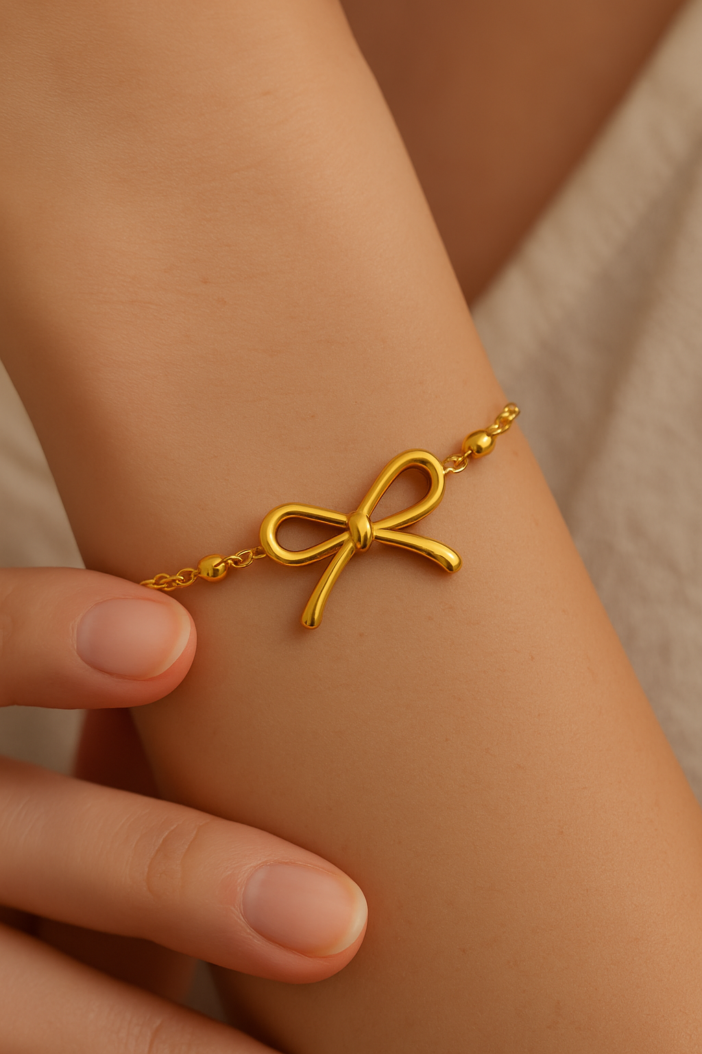 Golden Bow Charm Bracelet