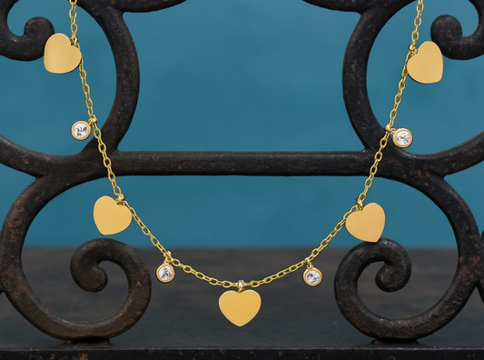 Charm Necklace - Heart and Diamond