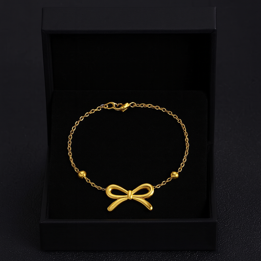 Golden Bow Charm Bracelet