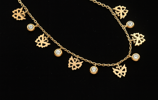 Charm Necklace - Butterfly and Diamond