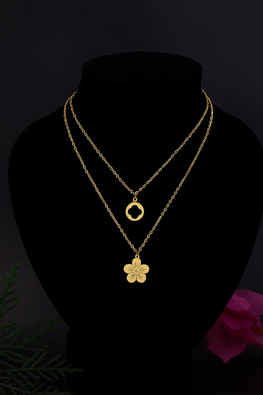 Golden Bloom Duo Necklace