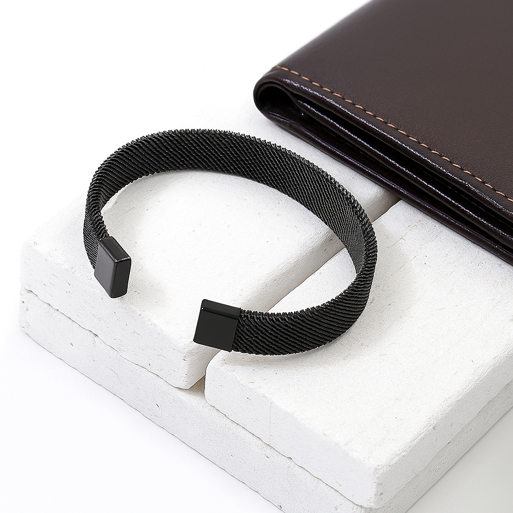 Mesh Cuff - Black Silver