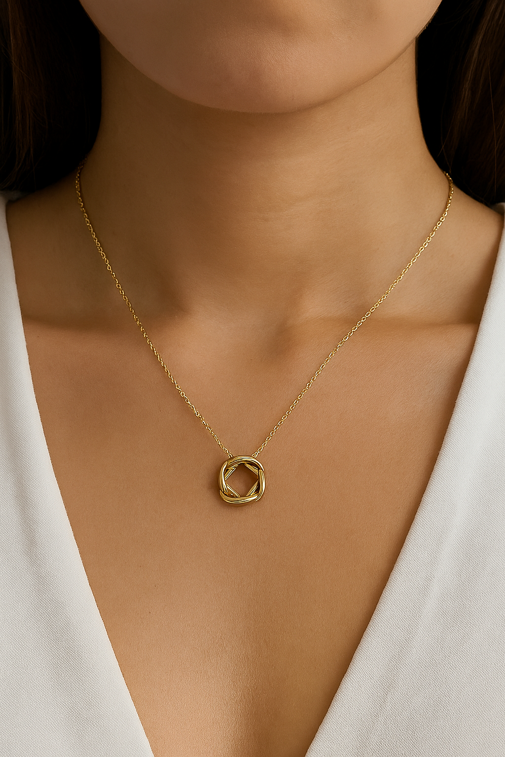 Twisted Circle Pendant Necklace