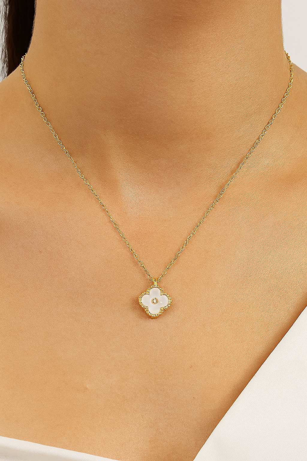 White Clover Pendant Necklace
