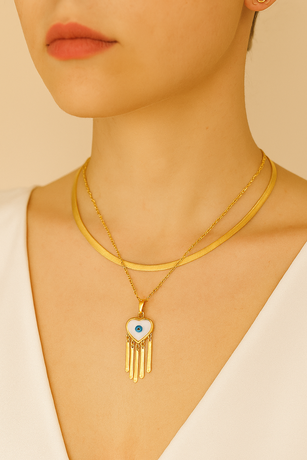 Mystic Heart Evil Eye Necklace Set